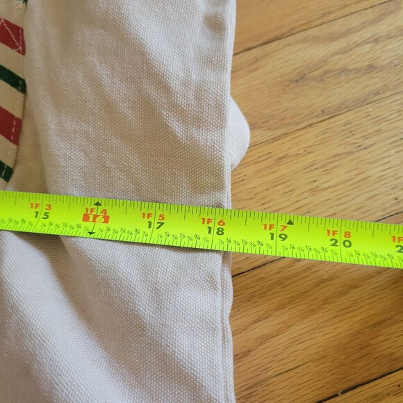 Walt Disney World Canvas Tote Bag 1971 Logo Red & Green Striped Handles Cream/Re - Picture 10 of 11